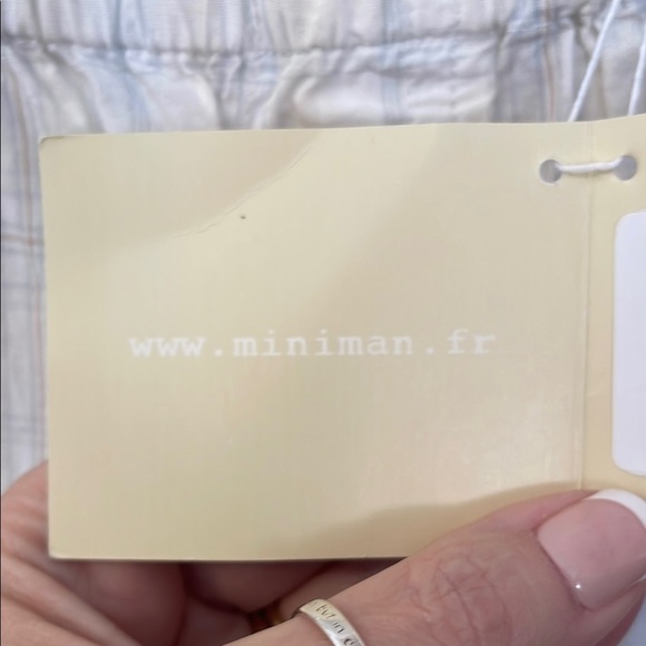 Mini Man Blue and White Textured Pant - Picture 4 of 7